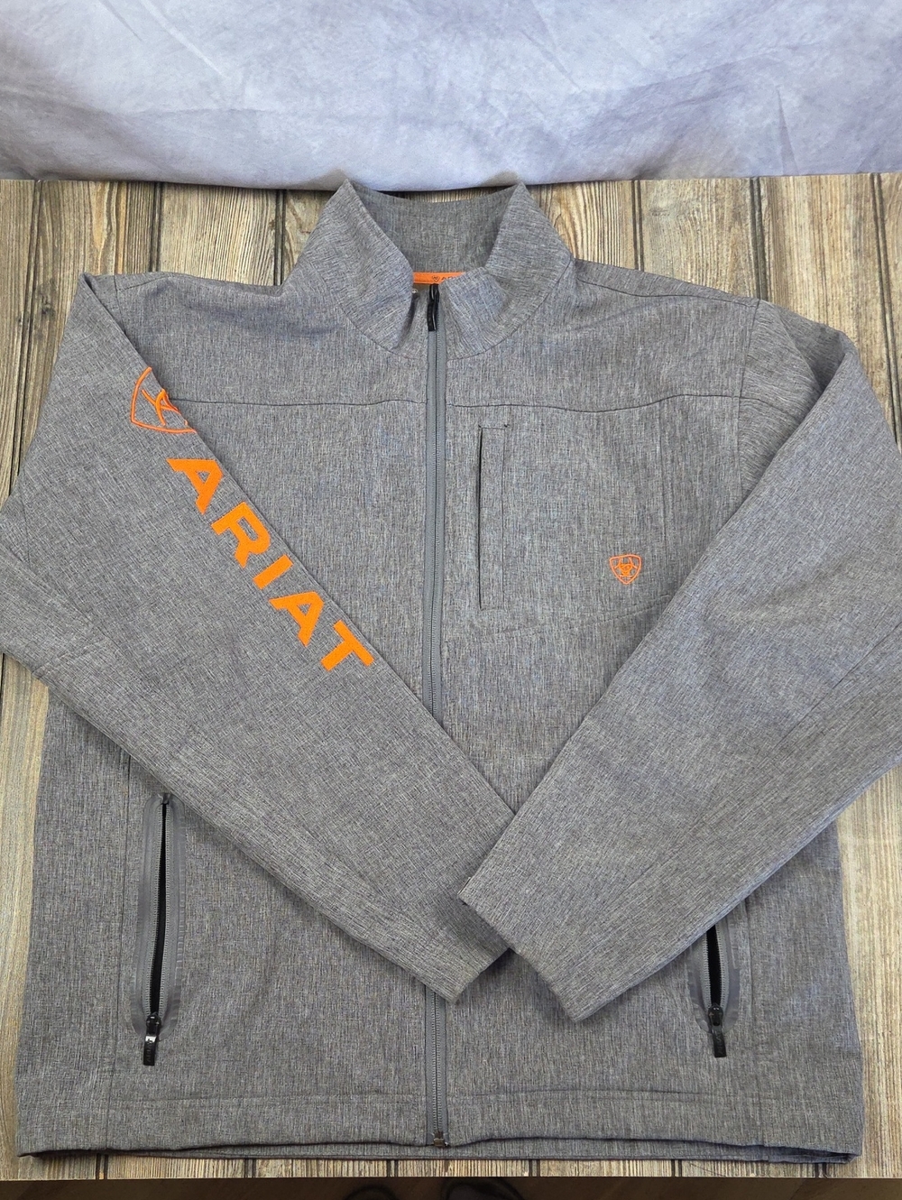 ​Ariat Men's Softshell Jacket Gray Orange Size L Regular Fit Water Resistant